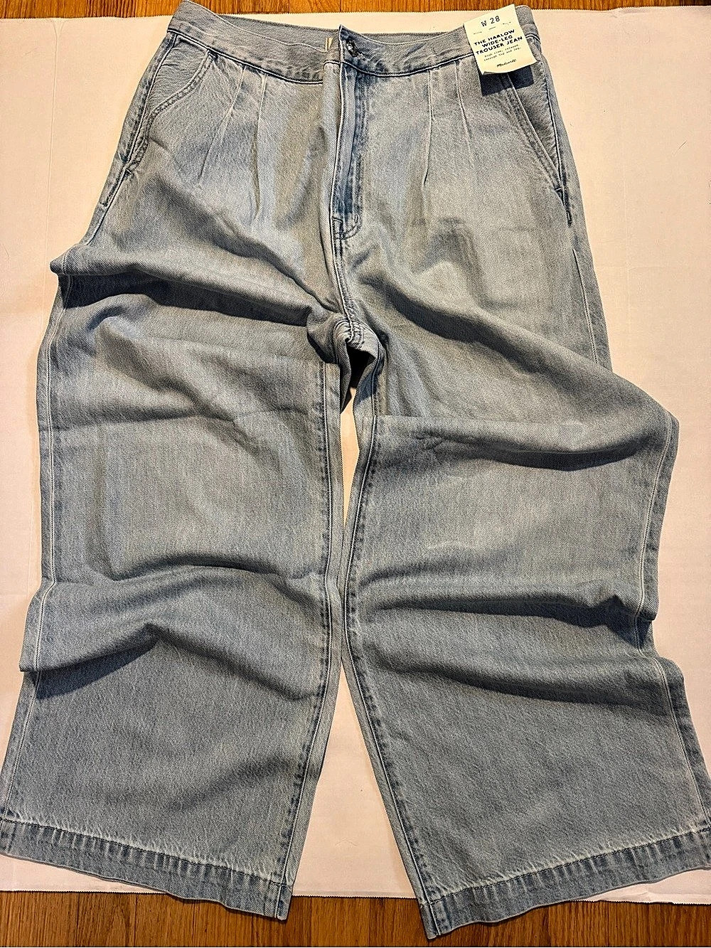 Madewell The Harlow Wide-Leg Trouser Jean Wide-Leg Jeans in Blue Waist 28 NWT